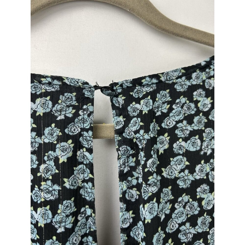 Torrid 2X Mini Lurex Chiffon Tiered Dress Floral Green Long Sleeve Pockets NWT - Picture 15 of 16